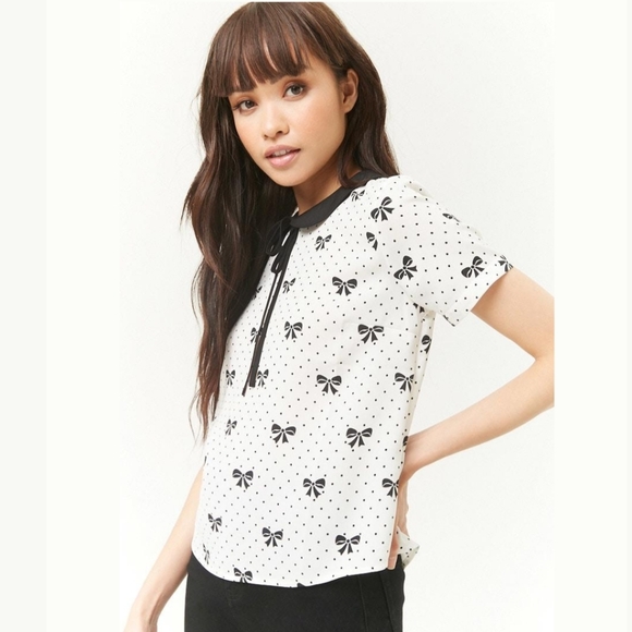 Babydoll bows FOREVER 21 top SMALL - Picture 3 of 10